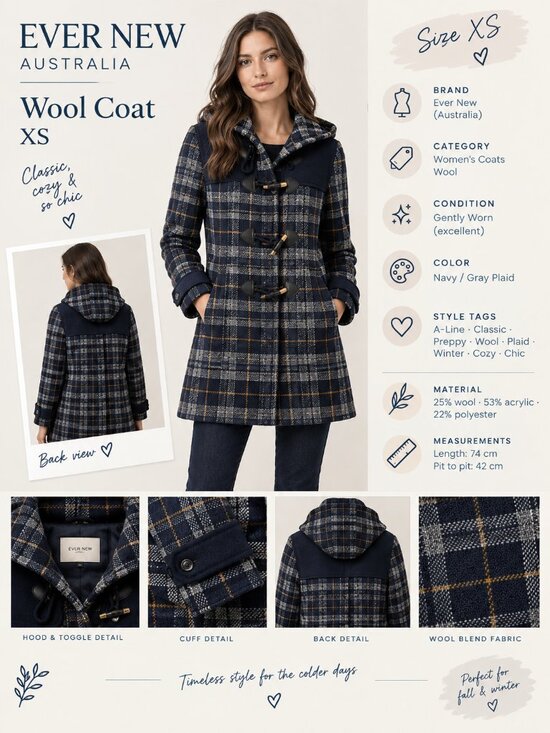 Ever New Jackets & Blazers - Forever New Womens Coat Jacket Wool Blend Check Grey Black Yellow Hooded…